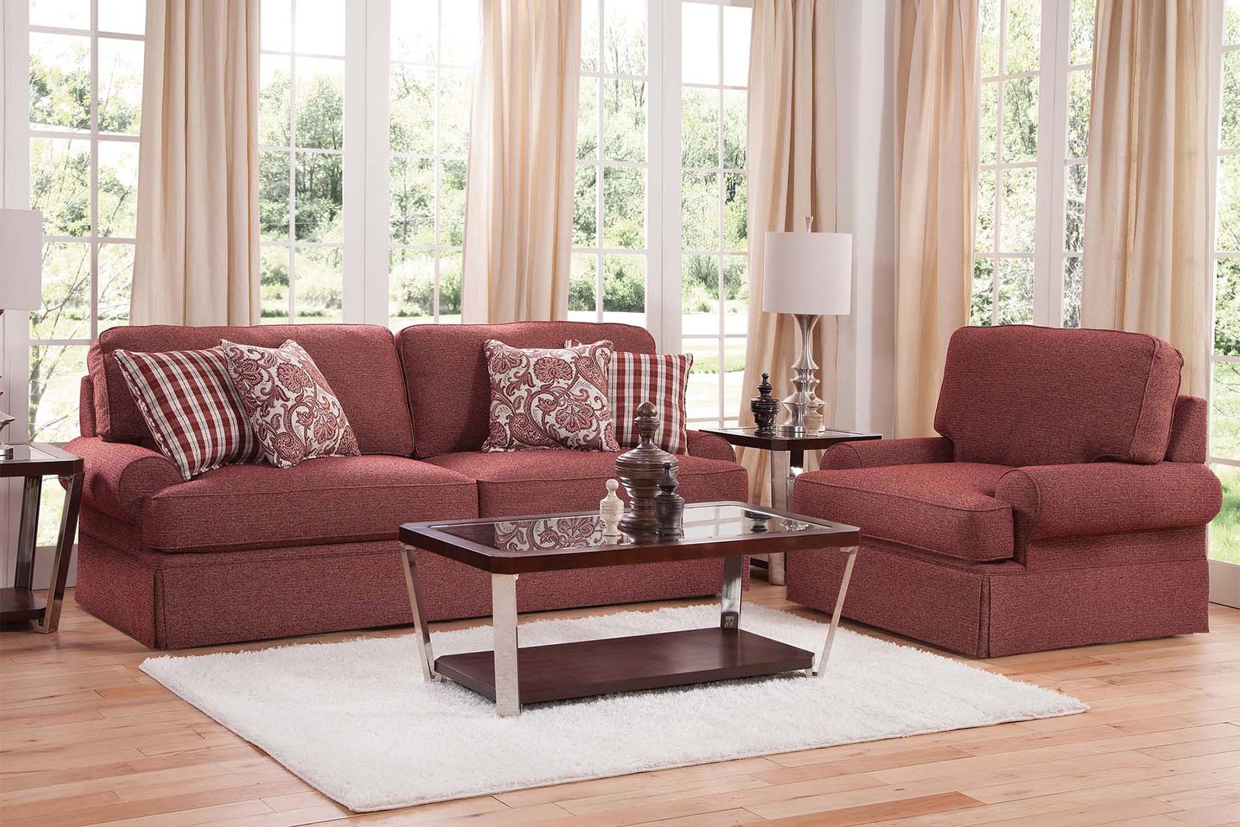 Red Plaid Sofa set
